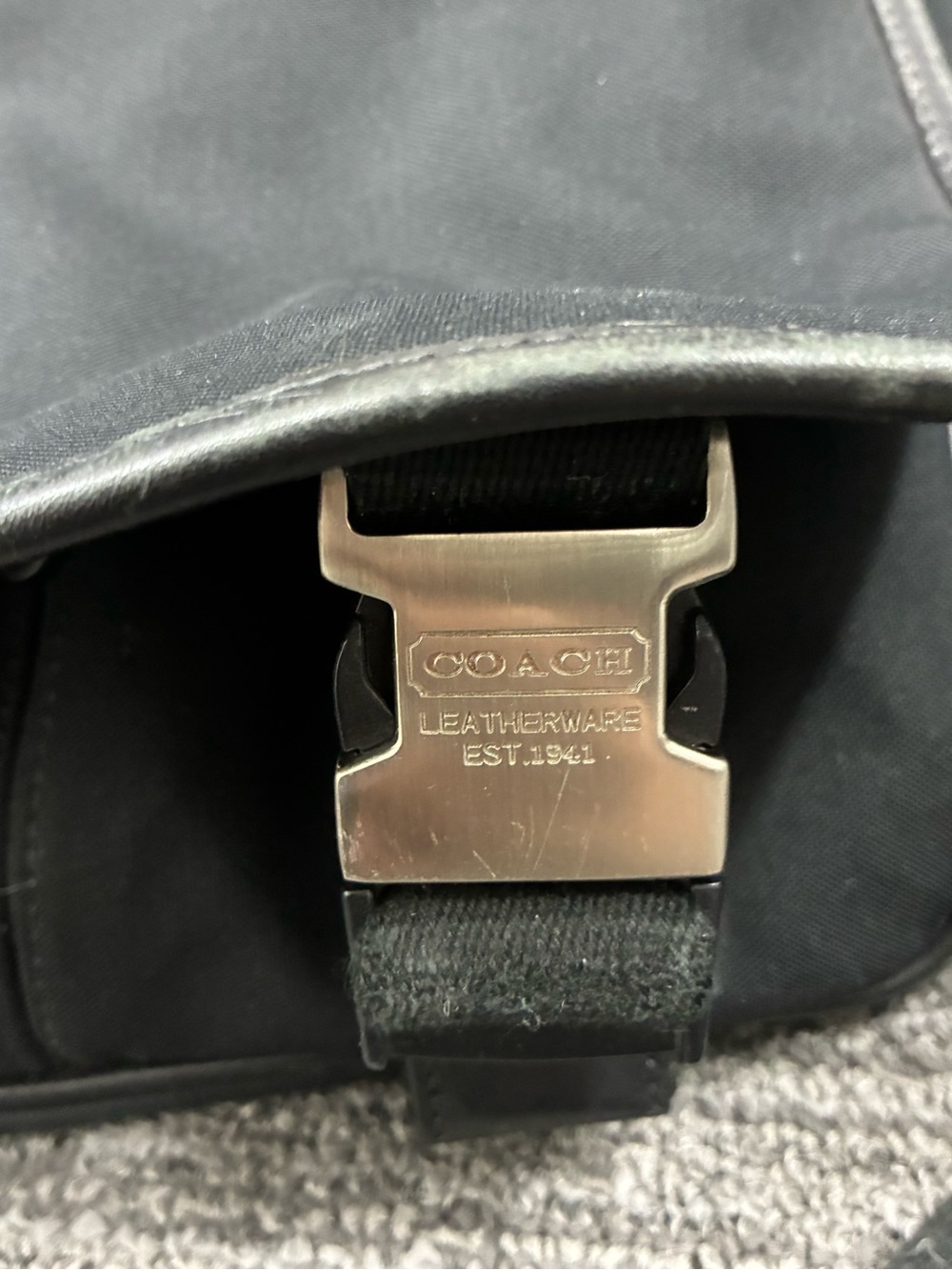 Coach Black Nylon Messenger Bag with Leather Trim - Picture 4 of 5